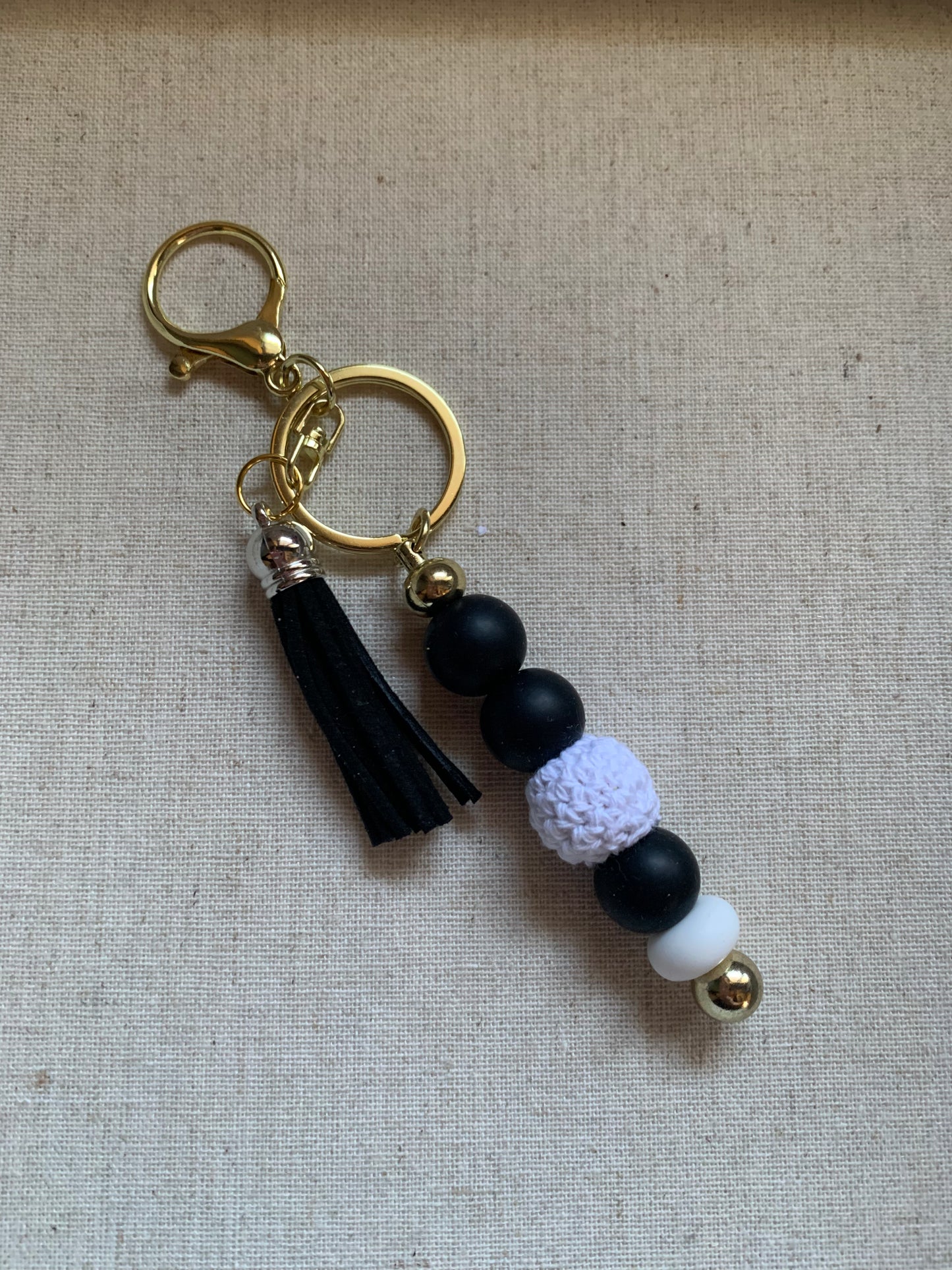 Sophisticated Black and White Keychain