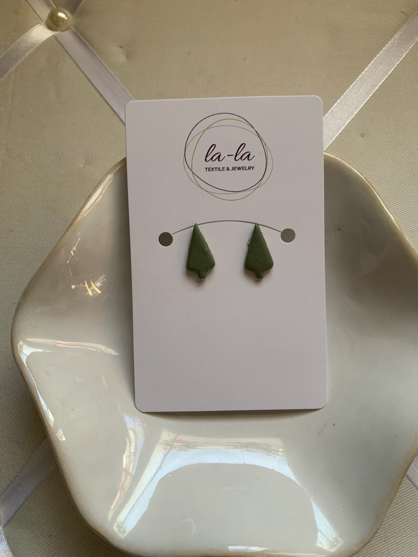 Green Christmas Tree Resin Stud Earrings