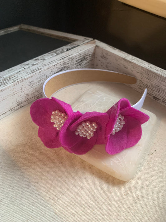 Girls Pink Poppy Head Headband