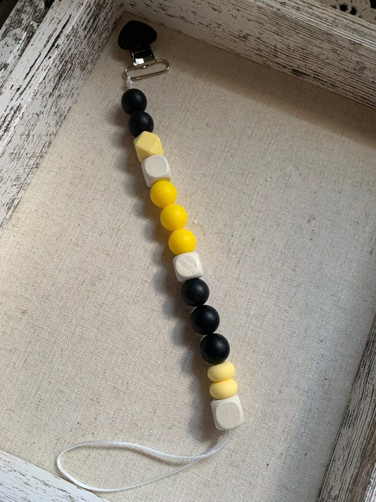 Black and Gold Pacifier Clip