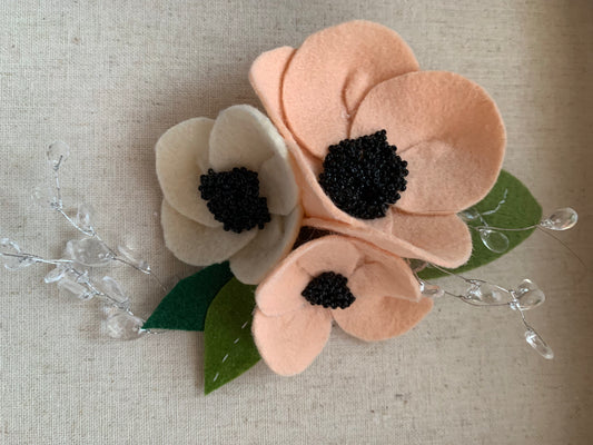 Peach Poppy Barrette