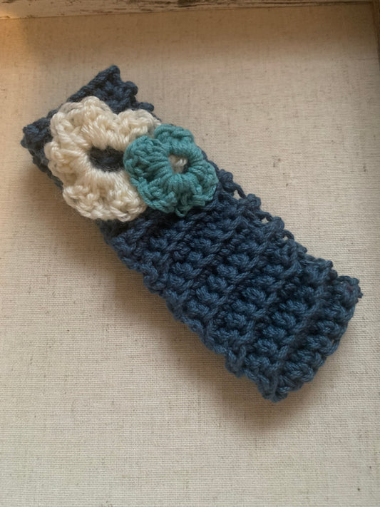 Toddler Headband, Navy/Teal/Ivory, Handmade Cotton