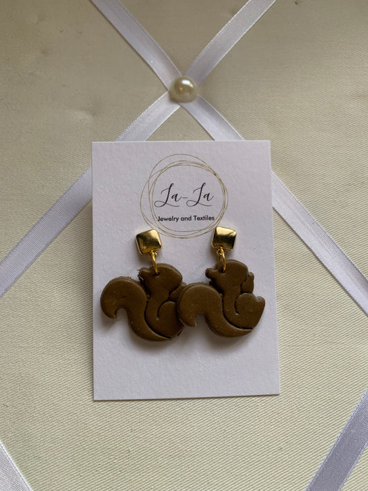 Busy Autumn Squirrel Earrings