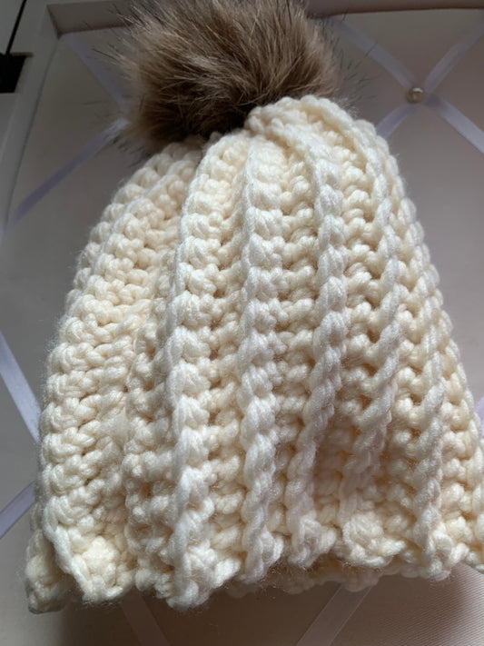 Crochet Baby Hat in Cream