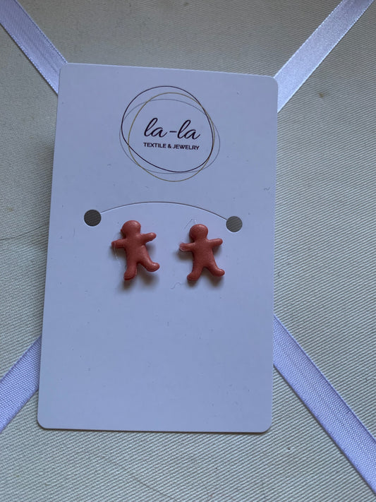 Gingerbread Man Resin Stud Earrings
