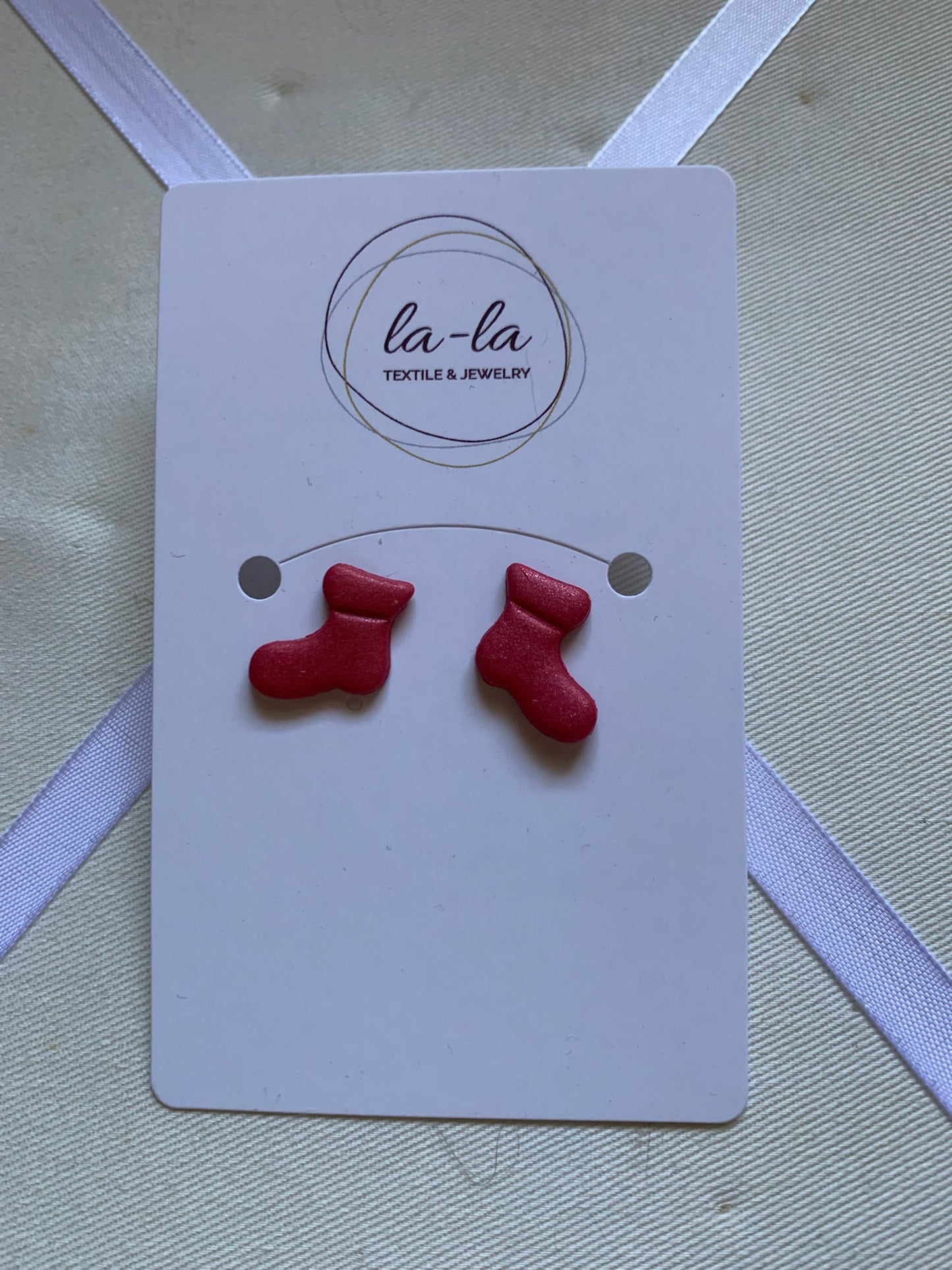 Red Sparkle Christmas Stocking Resin Stud Earrings