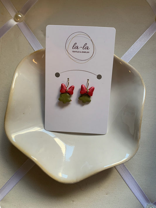 Green Christmas Tree Resin Earrings with Bow