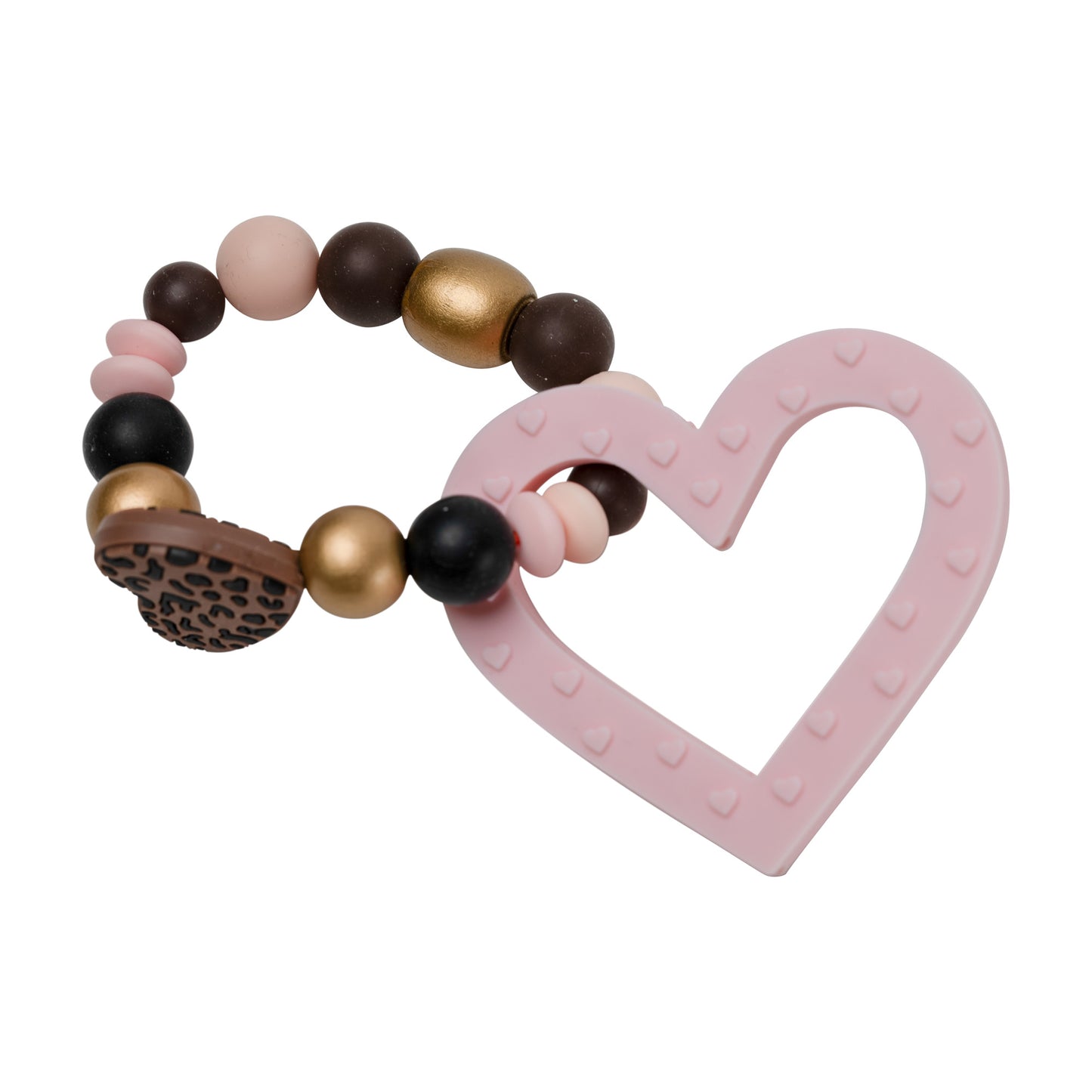Pink Heart Leopard Silicone Baby Teether