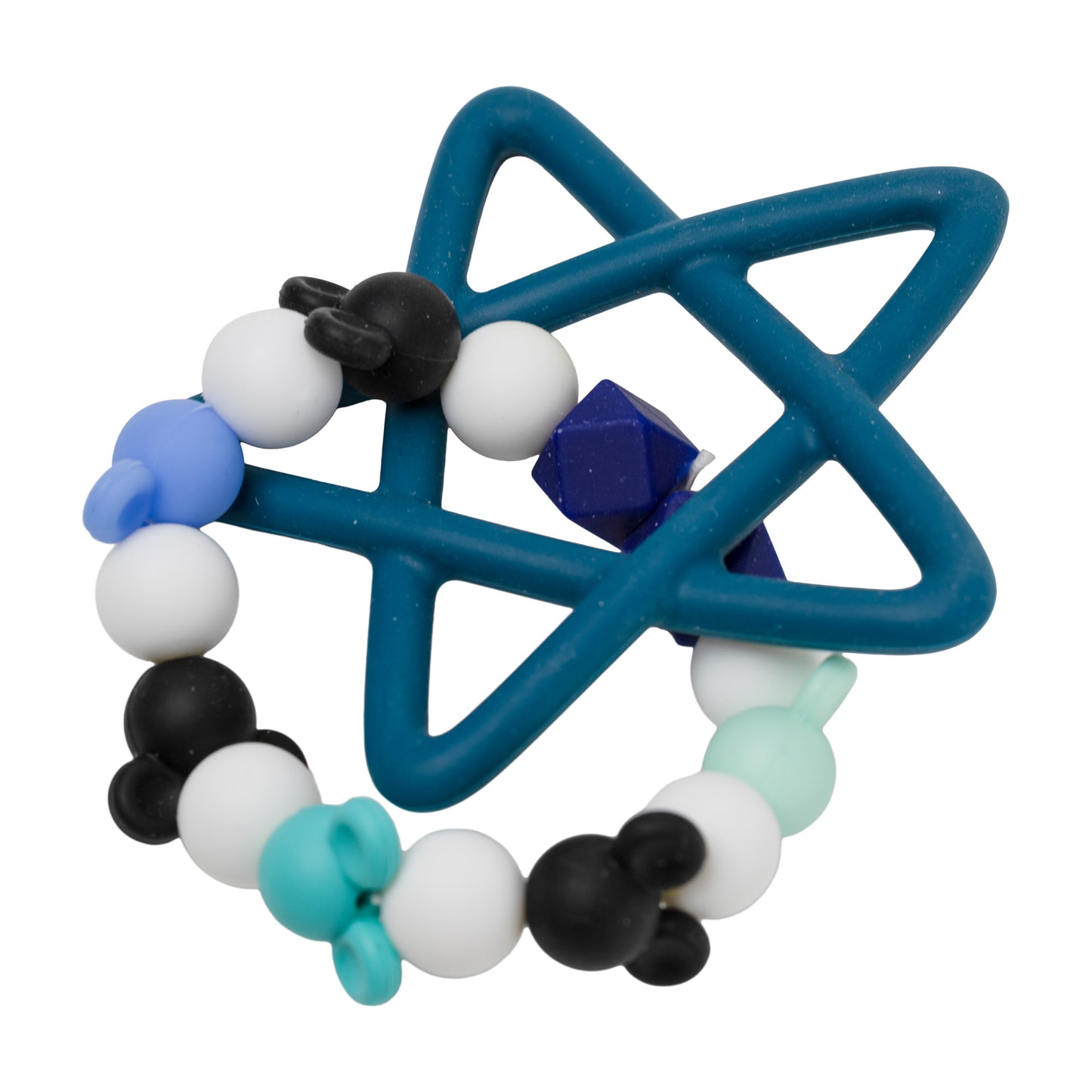 Teal Atom Star Silicone Baby Teether